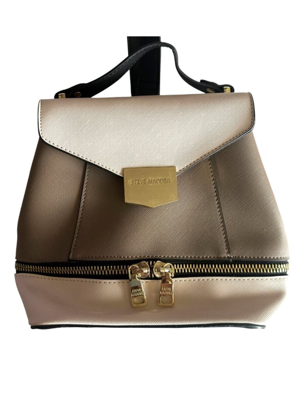 Steve Madden Convertible Backpack Shoulder Bag Womens Colorblock Leather Earthy